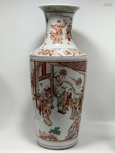 Qing Emperor Kangxi Period Mark, Alum Red Glazed Figure Pain...