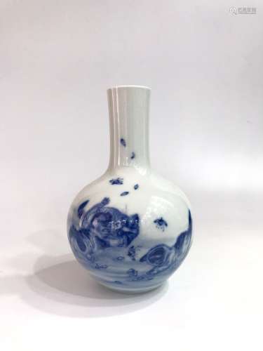 Qing Dynasty Qianlong Period Made Mark, Blue and White Thin ...