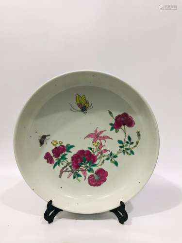 Famille Rose Butterfly and Flower Plate