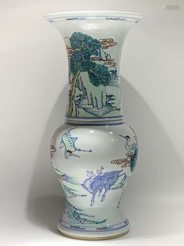 Contrasting Colors Glazed Deer and Phoenix Painting Porcelai...