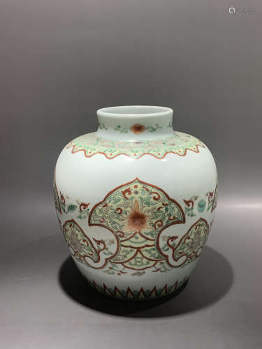 Qing Dynasty Kangxi Period Made Mark, Five Color Ruyi Patter...