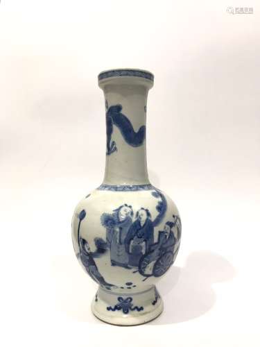 Qing Dynasty Kangxi Period Made Mark, Blue and White Figure ...