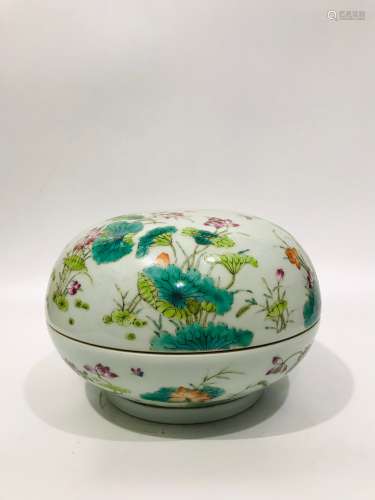 Qing Dynasty Qianlong Period Made Mark, Famille Rose Lotus C...