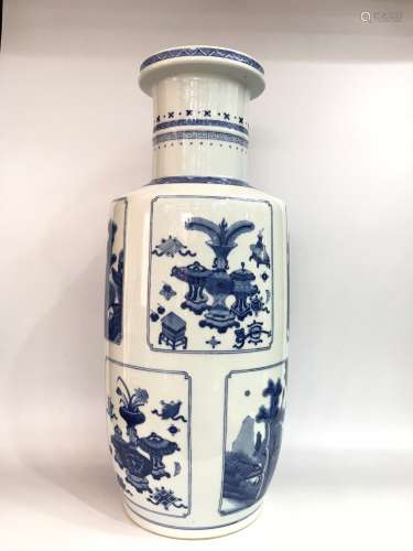Qing Dynasty Kangxi Period, Double Circled Mark, Blue and Wh...