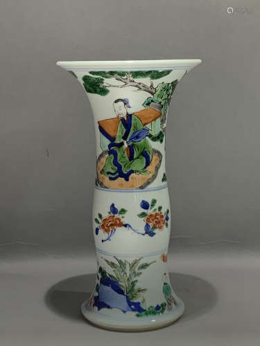 Qing Dynasty Kangxi Period Made Mark, Five Color Figure Flow...