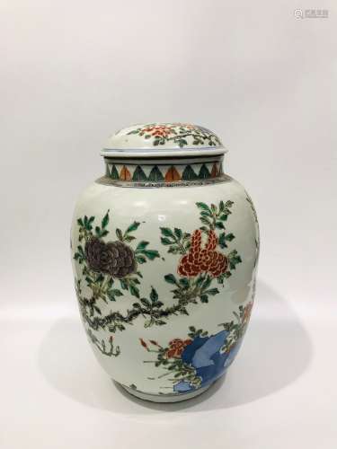 Late Qing Dynasty Dou Color Stone and Flower Pattern Porcela...