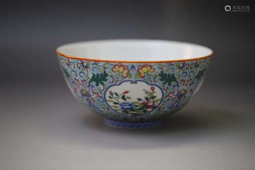 A Famille Rose Flower Pattern Porcelain Bowl