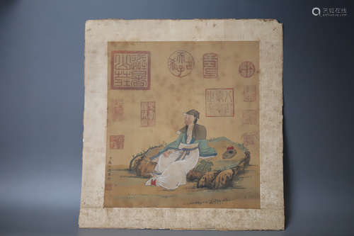 A Chinese Character Silk Painting