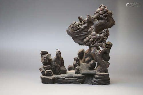 A Carved Landscape Wood Ornament