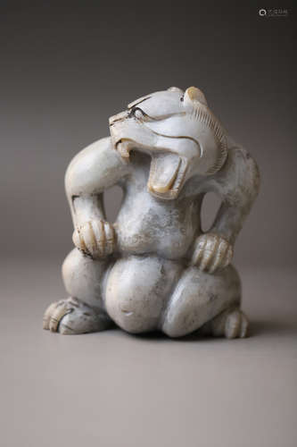 A Jade Bear Figure Statue