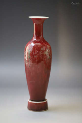 A Red Flamed Glazed Porcelain Movable Vase