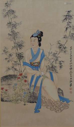 A Chinese Beauty Painting, Zhang Daqian Mark