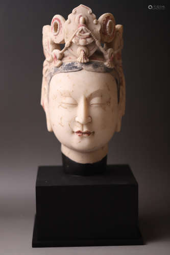 A Stone Buddha Head Figure Statue