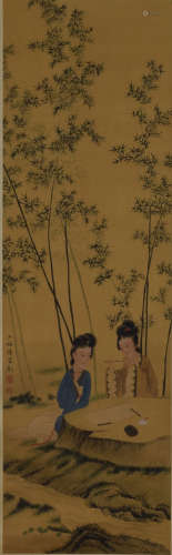 A Chinese Beauty Silk Painting, Chen Yunzhang Mark