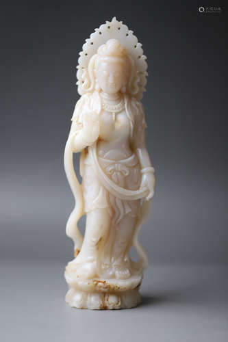 A Jade Standing Buddha Figure Statue