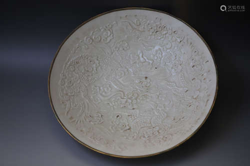 A Ding Ware Dragon Pattern Porcelain Bowl