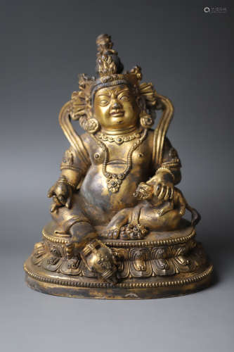 A Gilt Bronze Sitting Buddha Figure Statue