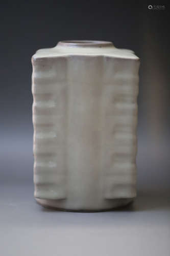 A Grey Glazed Porcelain Cong Vase