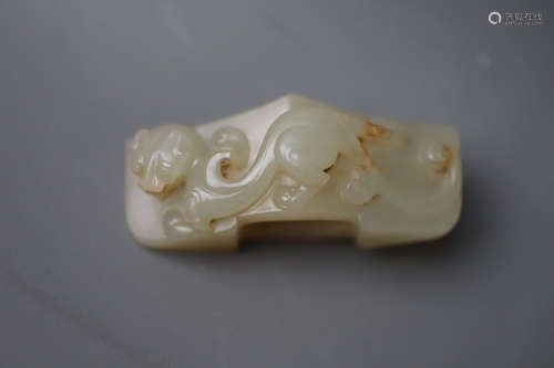 A Dragon with Beast Face Pattern Jade Sword Ornament