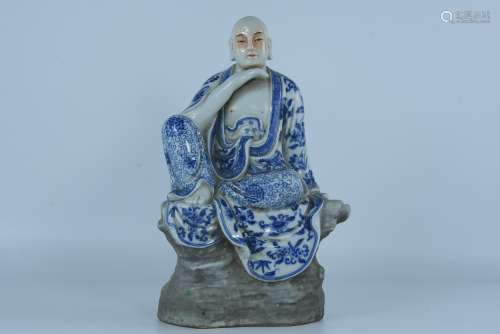 Qing Dynasty blue and white porcelain arhat