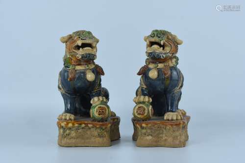 A pair of colorful lions in Tang Dynasty