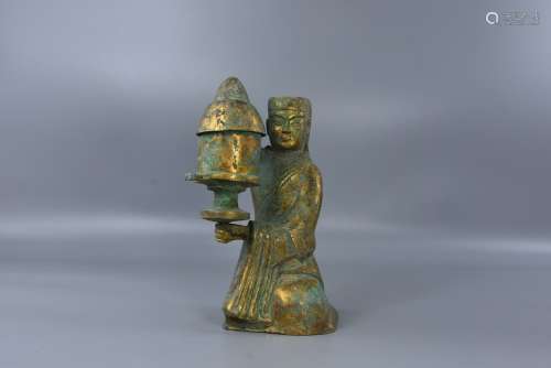 Bronze gilt tribute lamp of Han Dynasty