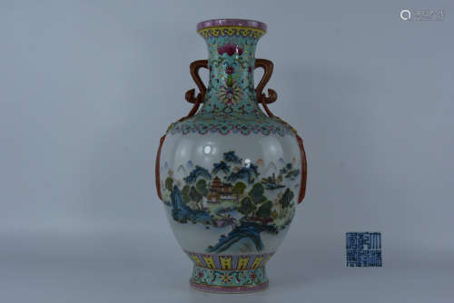 Qing enamel vase