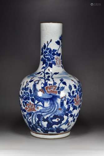 Qing Qianlong years blue and white youlihong red phoenix sun...