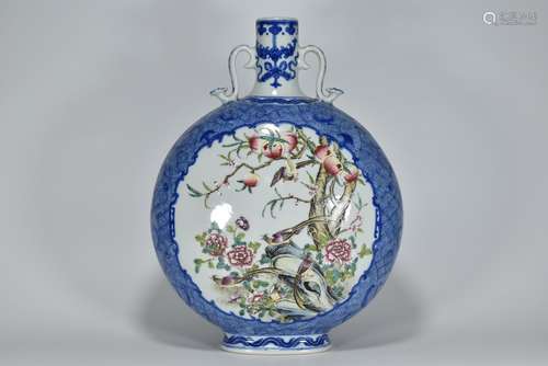 Qing Qianlong year blue and white window bird pattern wishfu...