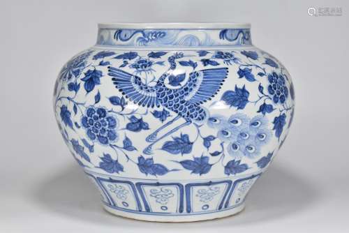 Yuan Dynasty Su Ma from the green glaze blue and white phoen...