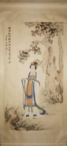 The vertical axis of the drawing of ladies of Tang Dynasty