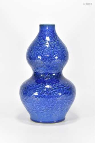Ming dynasty ji-blue glaze dark work wrapped branches lotus ...
