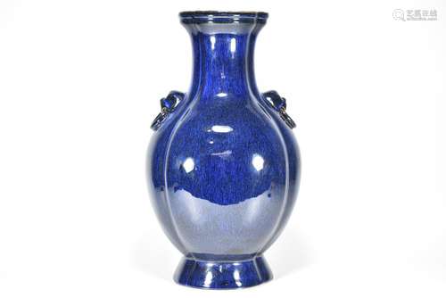 Qing Qianlong years sprinkle blue glaze and scrape edge bina...