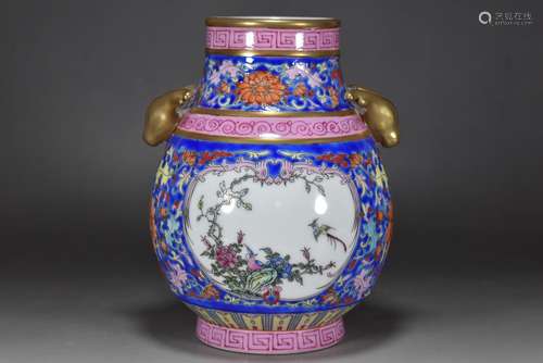 Qing Emperor Yongzheng made enamel gilt with flowers and bir...