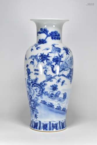 Qing Kangxi year blue and white birds in the phoenix pattern...