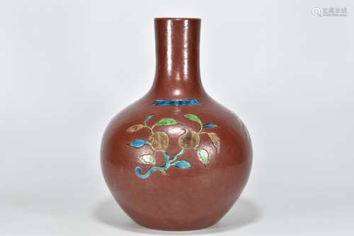 Ming Xuande year purple gold glaze with color three fruit gr...