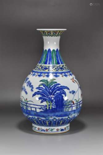 Qing Qianlong year color blue and white with color banana ca...