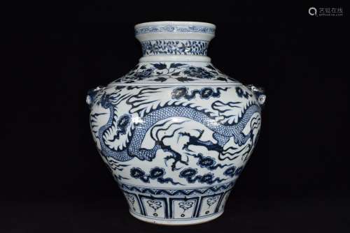 Generation Chai kiln blue and white dragon pattern double be...