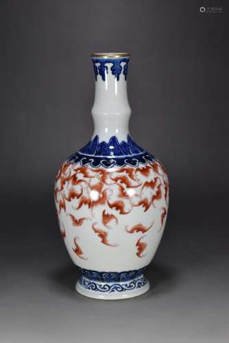 Qing Qianlong year blue and white plus color gilt koufu full...