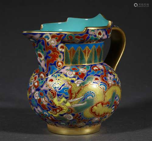 A QING DYNASTY ENAMEL DRAGON GRAIN SPRINKLING CAN