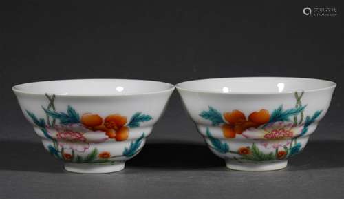 A PAIR OF QING DYNASTY FAMILLE ROSE FLOWER BOWLS