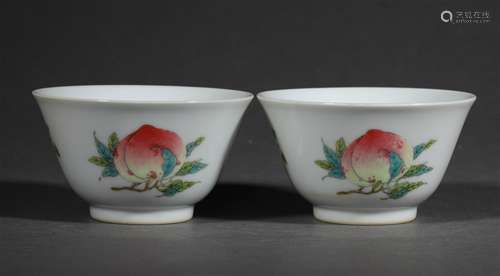 A PAIR OF QING DYNASTY FAMILLE ROSE CUPS