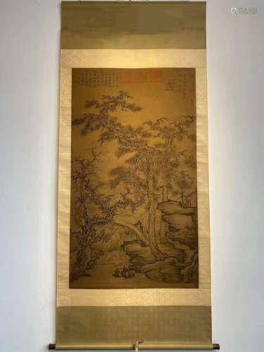 Song Dynasty, Li Cheng Inscription Silk Painting