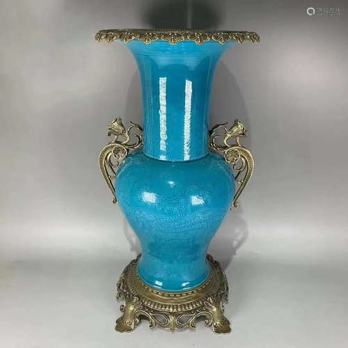 Qing Emperor Yongzheng Period Mark, Coper Blue Glaze Dragon ...