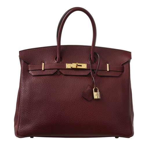 HERMÈS2003Sac BIRKIN 35Taurillon Clémence bordeauxGarniture ...