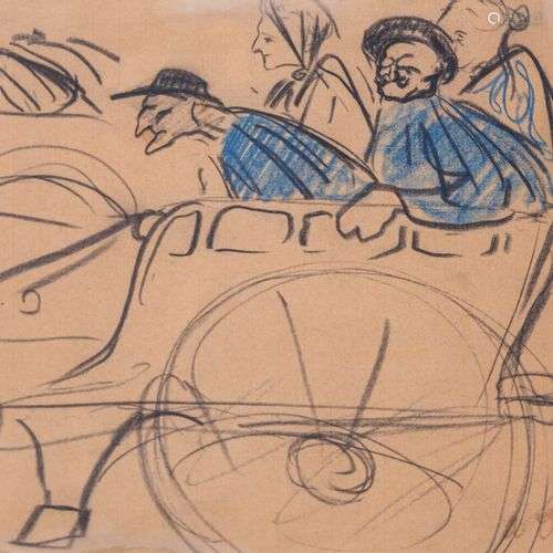 Auguste CHABAUD (1882-1955) Dans la calèche Dessin Cachet de...