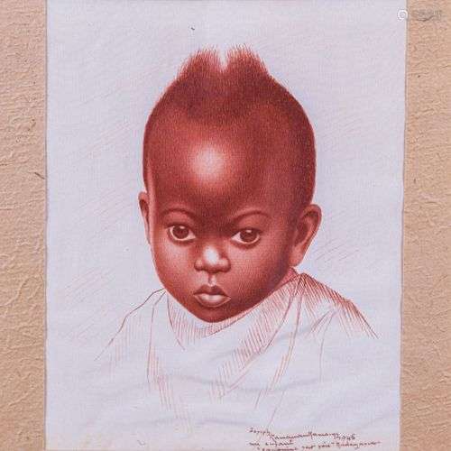 Joseph RAMAMANKAMONGJY (1898-1984) Un enfant à Madagascar. 1...