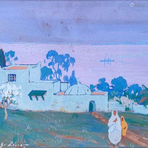 Gustave LINO (1893-1961) Kasbah en bord de côte Huile sur ca...