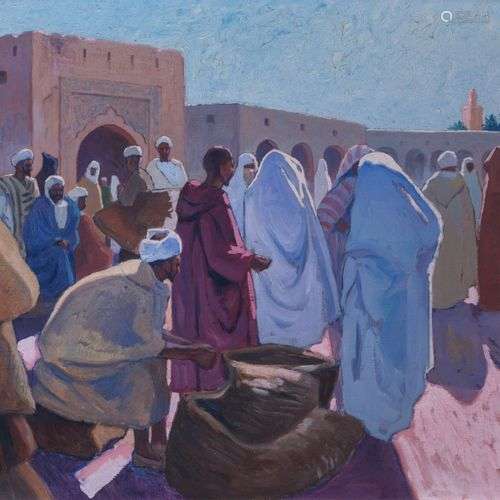 Maurice BOUVIOLLE (1893-1971) Marché à Ghardaia Huile sur to...