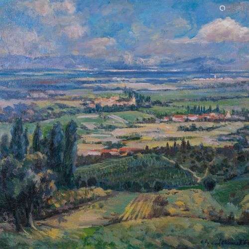 François Charles SCHENCKBECHER (1887-1946) Paysage. 1934 Hui...